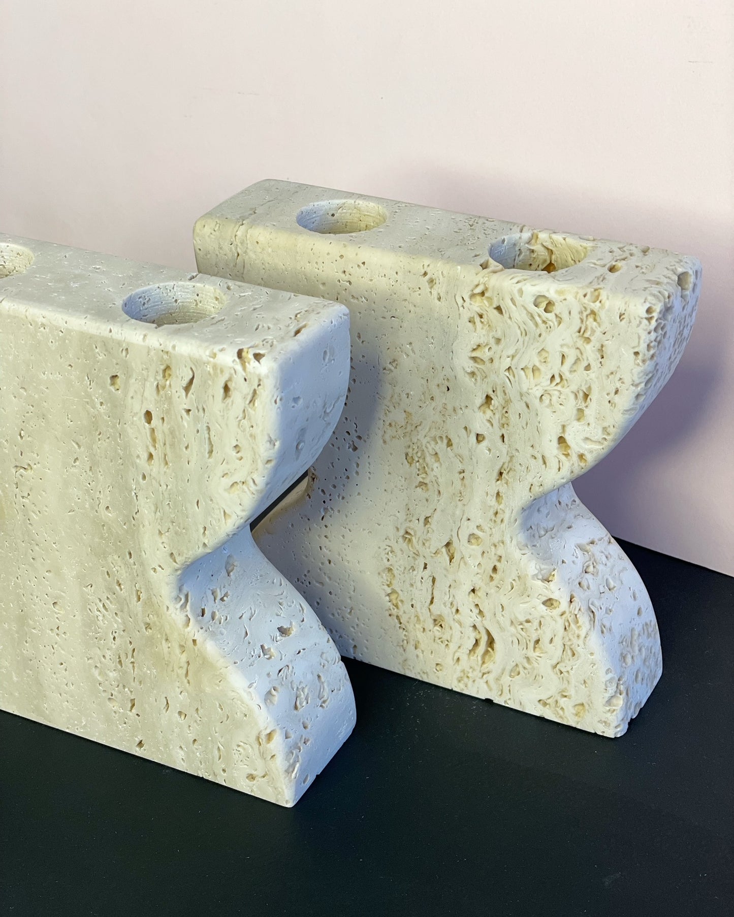 Travertine Duo Candle Stand